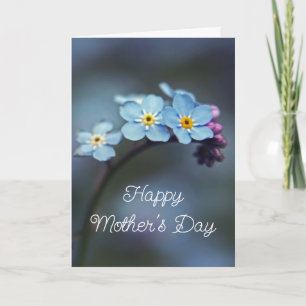 Tarjeta No-me-olvides azules elegantes Día de la Madre Flo