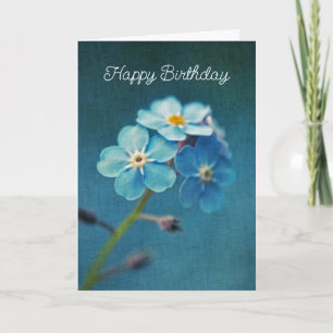 Tarjeta No me olvides Flores Azules Elegantes Feliz Cumple
