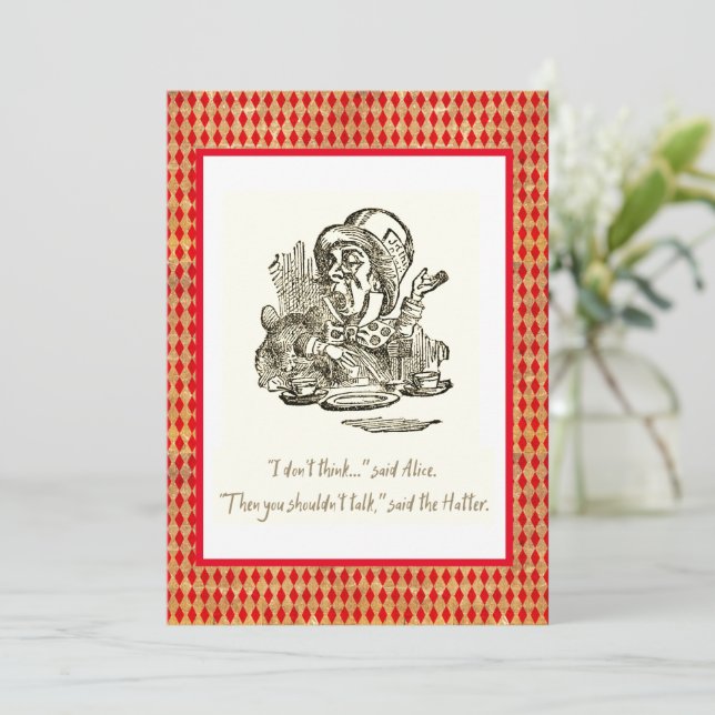 Tarjeta No pienses que Alice Mad Hatter (Anverso de pie)