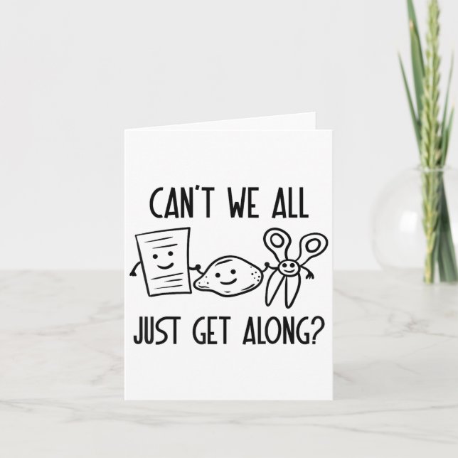 Tarjeta ¿No podemos todos estar a la altura de las tijeras (Anverso)