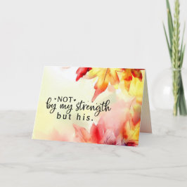 Tarjeta No por mi fuerza sino por su cita cristiana de la 