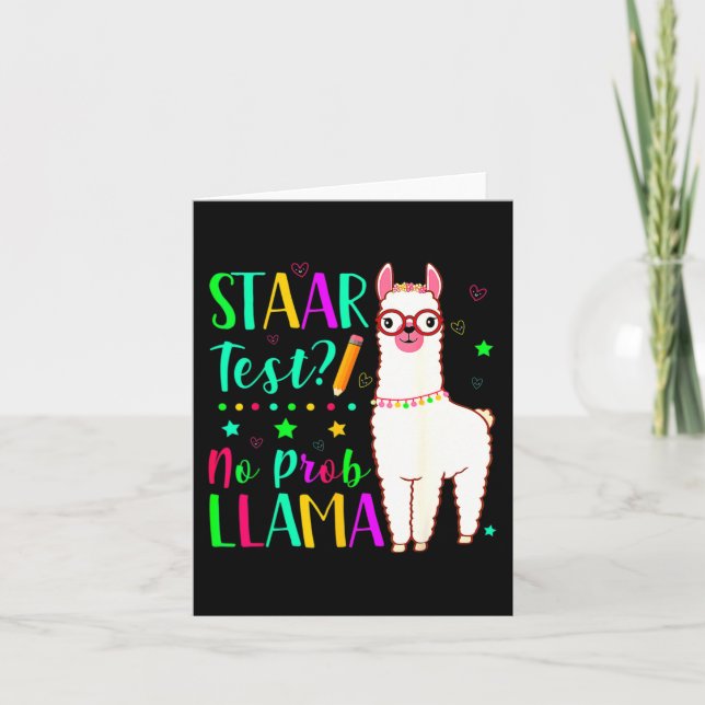 Tarjeta No Prob Llama Funny Teacher Exam Test Day (Anverso)