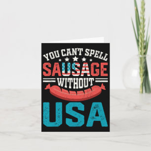 Tarjeta No Puedes Deletrear Salchicha Sin Usa Vintage Patr