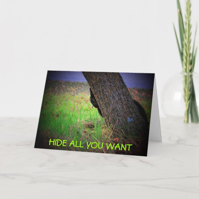 Tarjeta No puedes esconderte de tu cumpleaños (Anverso)
