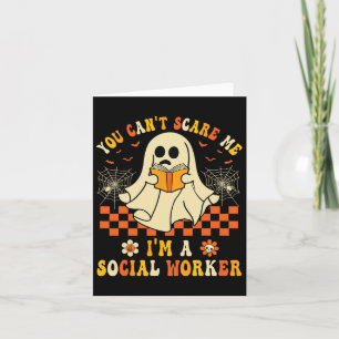 Tarjeta No puedo asustarme, Halloween, trabajadora social