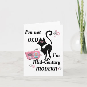 Tarjeta No soy viejo, soy gato retro modernista de mediado