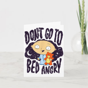 Tarjeta No te acuestes enojado Stewie Cartoon cama 