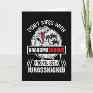 Tarjeta No te metas con la familia de dinosaurios de la ab