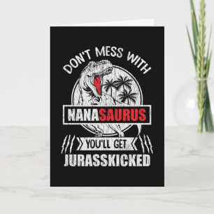 Tarjeta No te metas con Nana Saurus Familia de dinosaurios