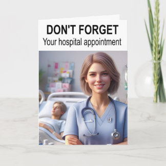 Tarjeta No te olvides de tu cita en el hospital.