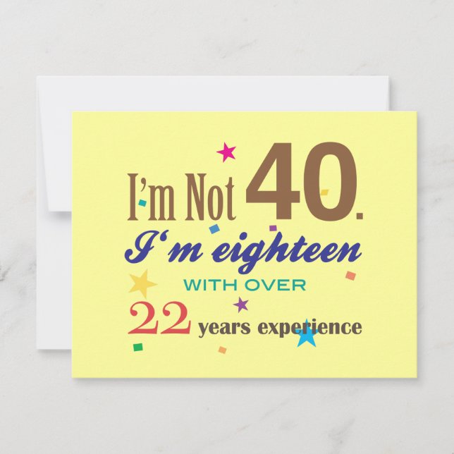 Tarjeta No tengo 40 años - Cumpleaños divertido (Anverso)