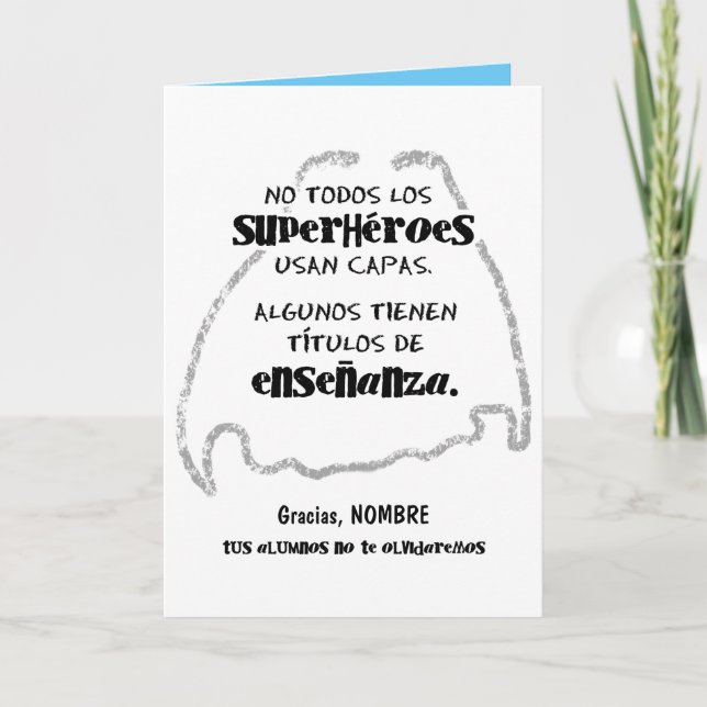 Tarjeta No todos los superhéroes usan capas. (Anverso)