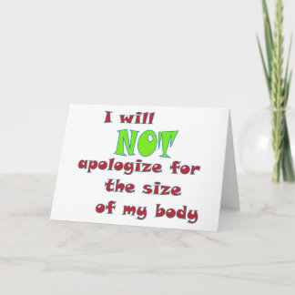 Tarjeta NO voy a disculparme por el tamaño de mi cuerpo
