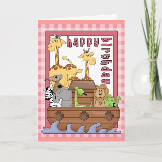 Tarjeta Noah's Ark Happy Birthday (Anverso)