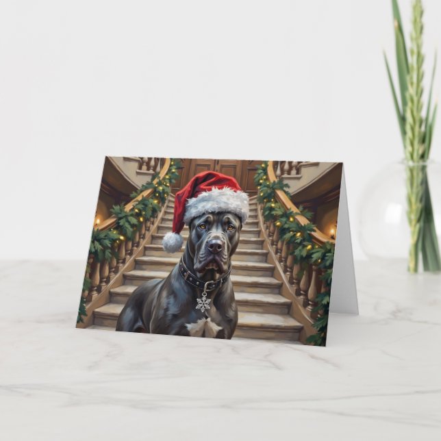 Tarjeta Noble Cane Corso Perro Guardián de Navidad (Anverso)