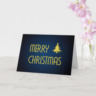 Tarjeta Noble Feliz Navidad con árbol de Navidad dorado
