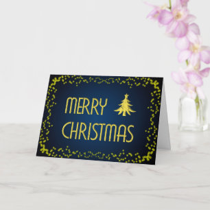 Tarjeta Noble Feliz Navidad con árbol de Navidad dorado C