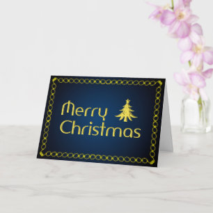 Tarjeta Noble Feliz Navidad con árbol de Navidad dorado C