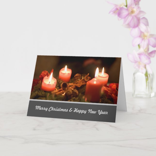 Tarjeta Noble Feliz Navidad con brillante corona de Ventil (Orquídea)