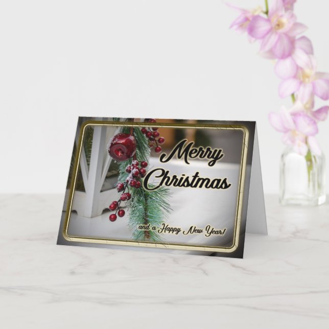 Tarjeta Noble Feliz Navidad con decoración romántica (Orquídea)