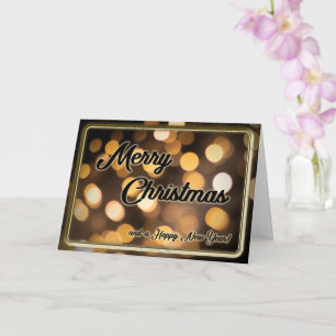 Tarjeta Noble Feliz Navidad con luces brillantes.