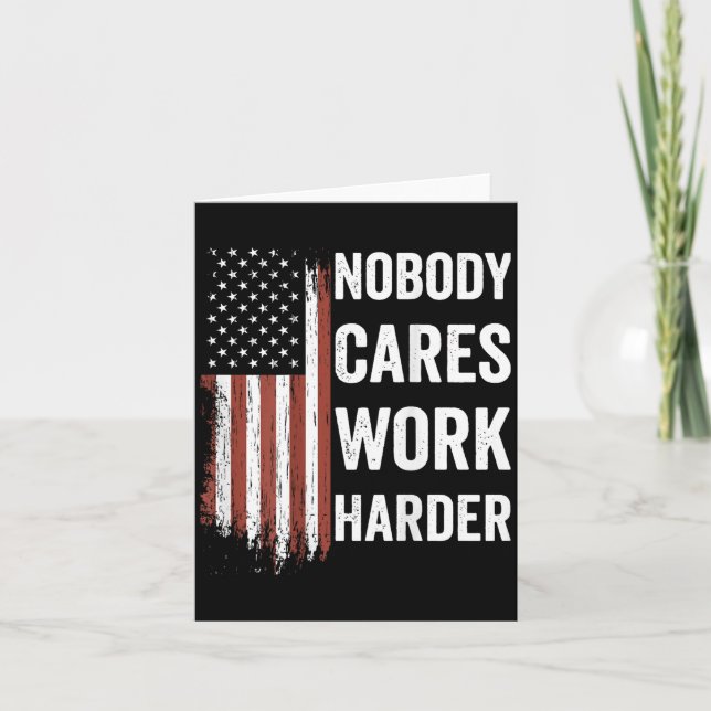 Tarjeta Nobody Cares Work Harder Motivational Workout Gym  (Anverso)