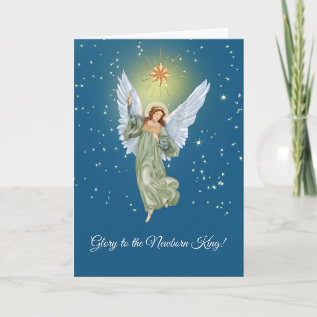 Tarjeta Noche de Angel Starry, Navidades cristianos religi (Anverso)