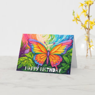 Tarjeta Noche de arte de mariposa de la primavera retro Fe