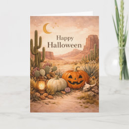Tarjeta Noche de Brujas en el Desierto Sage Cactus