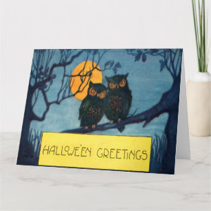 Tarjeta Noche de búho luna llena Halloween