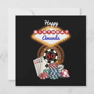 Tarjeta Noche de Casino Negro Moderno de Las Vegas Cumplea