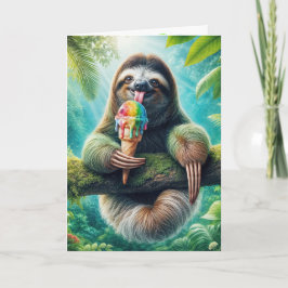 Tarjeta Noche de cumpleaños con cono de helado de arcoiris