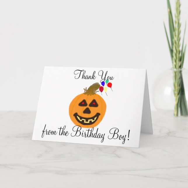 Tarjeta Noche de cumpleaños de Halloween Gracias Calabaza  (Anverso)