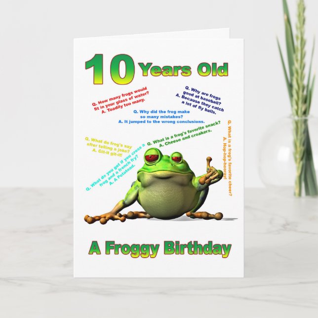 Tarjeta Noche de cumpleaños número 10 de un amigo espumoso (Anverso)