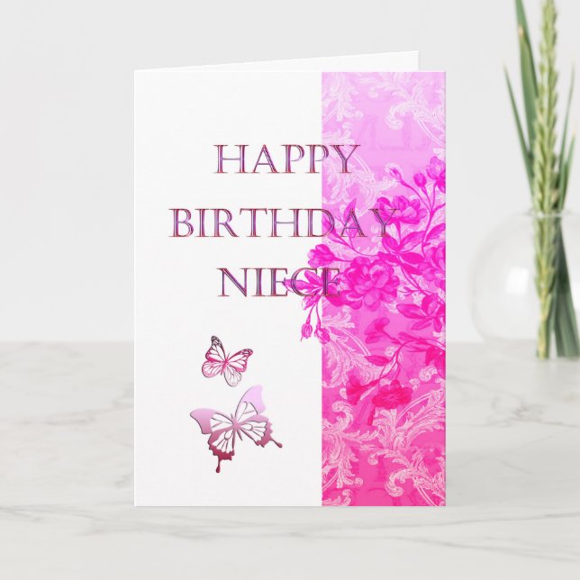 Tarjeta Noche de cumpleaños (rosa) (Anverso)