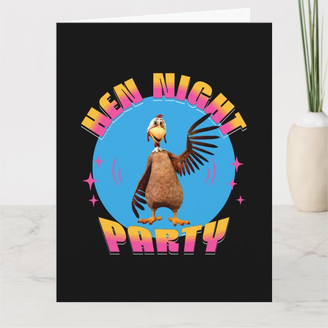 Tarjeta Noche de gallinas divertidas, fiesta de pollo, hum (Anverso)