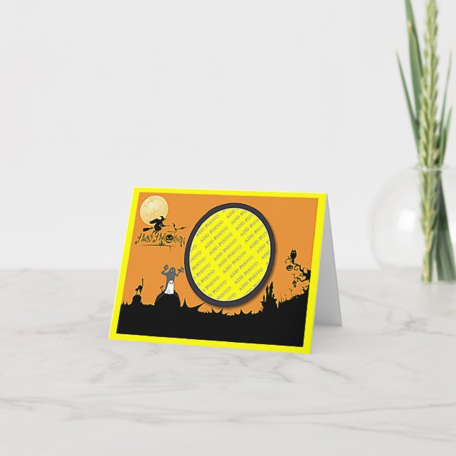 Tarjeta Noche de Halloween en un resplandor Naranja agrega (Anverso)