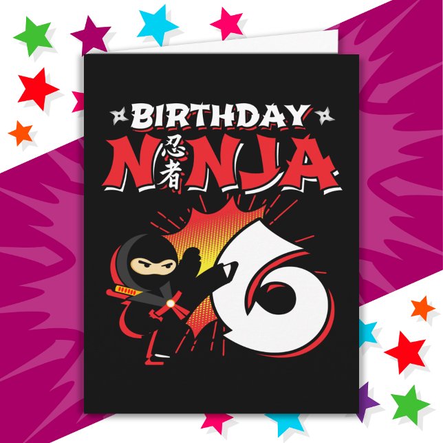 Tarjeta Noche de historietas de 6 años Ninja 6 cumpleaños (Subido por el creador)