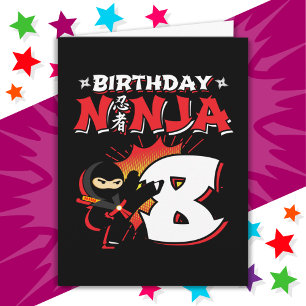 Tarjeta Noche de historietas de 8 años Ninja Nochevieja