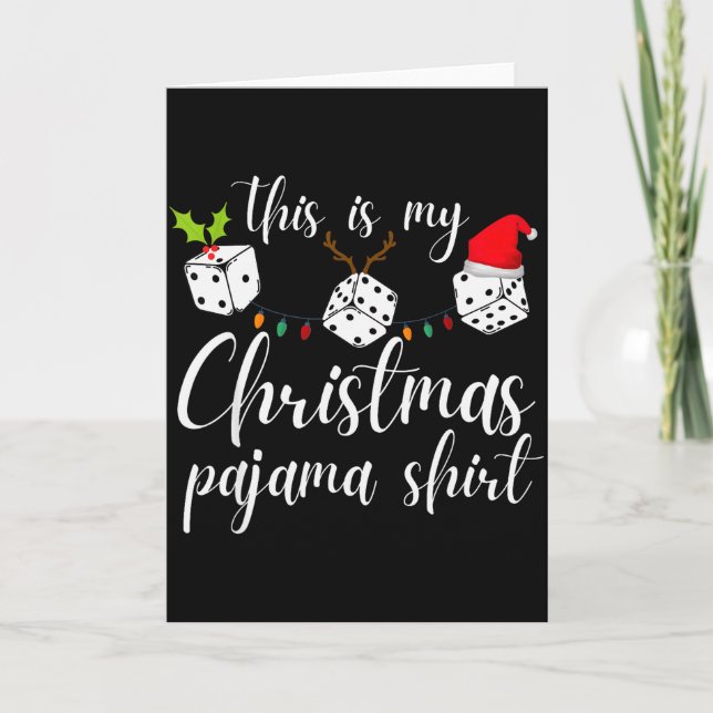 Tarjeta Noche de juego de dados de pijama de Navidad Bunco (Anverso)