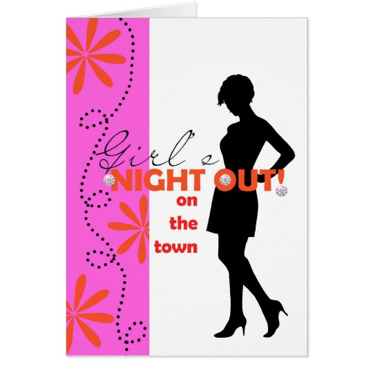 Tarjeta noche de los chicas hacia fuera