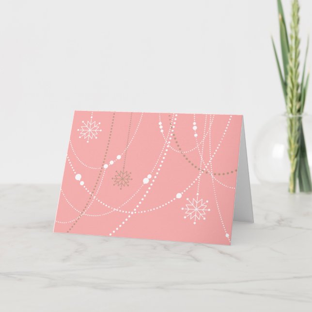 Tarjeta Noche de nieve rosa de mediados de siglo elegante  (Anverso)