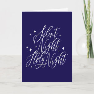 Tarjeta Noche de Paz, Noche Santa, Navidad Azul