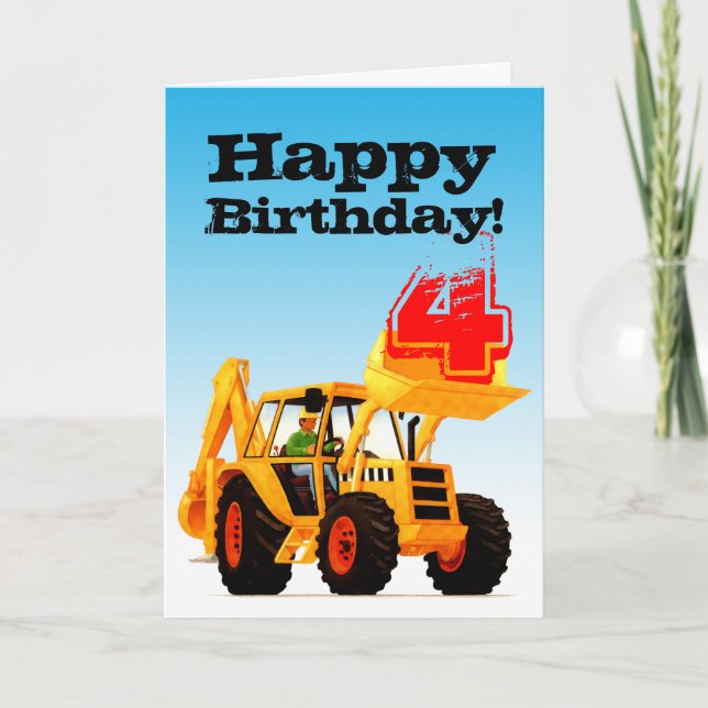 Tarjeta Noche de Personalizado de Digger Amarillo para niñ (Anverso)