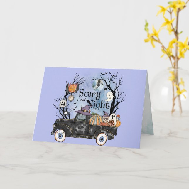 Tarjeta Noche de Terror de Halloween (flor amarilla)