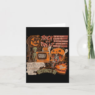 Tarjeta Noche de Terror Halloween Esqueletos Alienígenas C