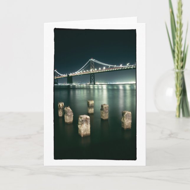 Tarjeta Noche del puente de la bahía de Oakland @ (Anverso)