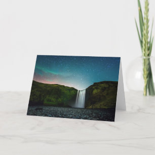 Tarjeta Noche en Skógafoss