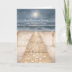 Tarjeta Noche Encantada Playa Océano Amor