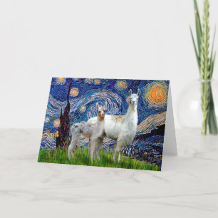 Tarjeta Noche estrellada con dos llamas
